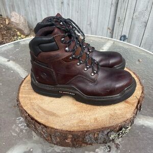 Steel Toe Wolverine Brown Leather Boots with Durable Sole. Like new condition.